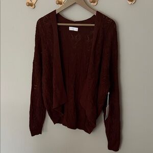 LC Lauren Conrad open knit brown cardigan